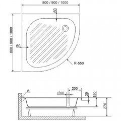 Поддон акриловый RGW Acryl BP/CL-S-A 80x80 16180488-51-A