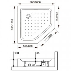 Поддон акриловый RGW Acryl LUX/TN-TR 100x100 16180500-41