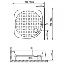 Поддон акриловый RGW Acryl LUX/TN 90x90 16180199-21