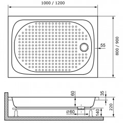 Поддон акриловый RGW Acryl LUX/TN 100x80 16180280-21