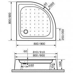 Поддон акриловый RGW Acryl LUX/TN-P 80x80 16180488-41