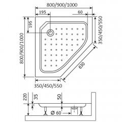 Поддон акриловый RGW Acryl STYLE-TR 90x90 16180599-11