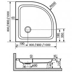 Поддон акриловый RGW Acryl STYLE-P 90x90 16180499-11