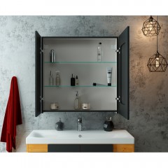 Зеркало-шкаф Континент Mirror Box black LED 800x800