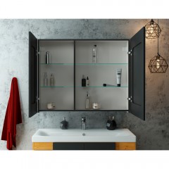 Зеркало-шкаф Континент Mirror Box black LED 1000x800