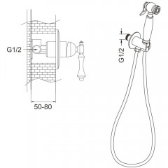 Смеситель с гигиеническим душем встраиваемый Rose R0105