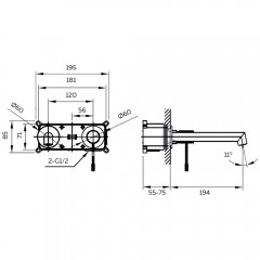 Смеситель для раковины встраиваемый AltroBagno Intento 010503 GrNe