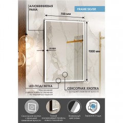 Зеркало Континент Frame standart silver 700x1000