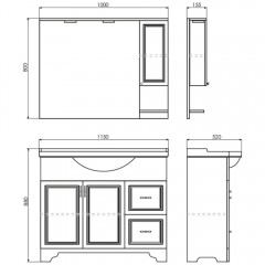 Тумба с раковиной Comforty Севилья 100 слоновая кость