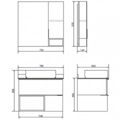 Тумба с раковиной Comforty Штутгарт 75 дуб тёмно-коричневый (раковина T-Y9378)