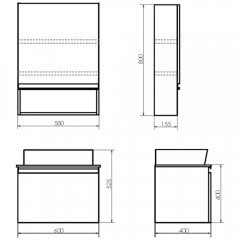 Комплект мебели Comforty Эдинбург 60 бетон светлый (раковина 9055RA-50)