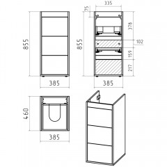 Тумба под раковину Brevita Grafit 40 белый GRA-01040-023Я