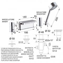 Смеситель на борт ванны Remer Minimal N06