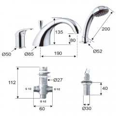 Смеситель на борт ванны Remer Serie35 F07