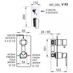 Смеситель для ванны встраиваемый Remer Vanity V937