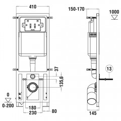 Инсталляция WeltWasser Marberg 410 SE + унитаз Bloomix Regnum 1202 безободковый с сиденьем