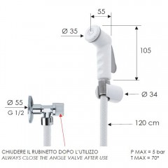 Кран угловой с гигиеническим душем Remer 332RER