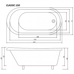 Ванна акриловая Cerutti Classic 150 CT9323