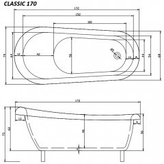 Ванна акриловая Cerutti Classic 170 CT9322