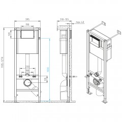 Инсталляция Cersanit Vector + кнопка Blick хром матовый + унитаз Cersanit Carina XL Clean On DPL EO slim с сиденьем A64440