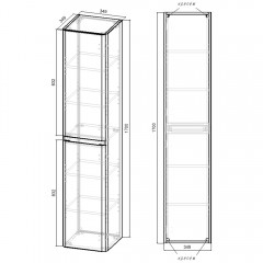 Пенал Vincea Vico 350 Beton VSC-2V170BT