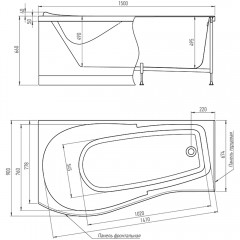 Ванна акриловая Alex Baitler Orta 150x90 L