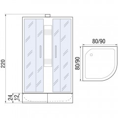 Душевая кабина River Nara Light Б/К XL 80/24 MT