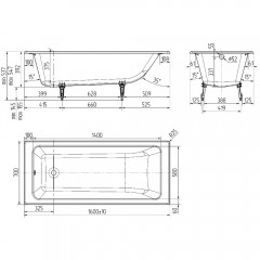 Ванна чугунная Delice France Parallel 160x70 DLR220504-AS