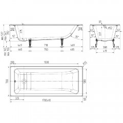 Ванна чугунная Delice France Parallel 170x70 DLR220505-AS