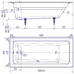 Ванна чугунная Delice France Parallel 180x80 с ручками DLR220506R-AS