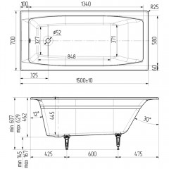 Ванна чугунная Delice France Repos 150x70 с ручками DLR220507R-AS