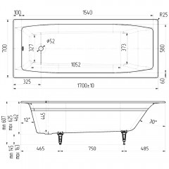 Ванна чугунная Delice France Repos 170x70 DLR220508-AS