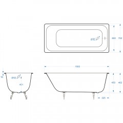 Ванна чугунная Delice France Aurora 150x70 DLR230603R-AS