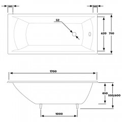 Ванна чугунная Byon Milan 170x75x45