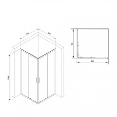 Душевое ограждение Am.Pm Gem S W93G-403-090BT