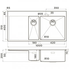 Мойка кухонная Omoikiri Akisame 100-2-LG-R