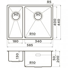 Мойка кухонная Omoikiri Taki 58-2-U/IF-IN-R