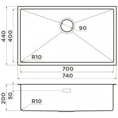 Мойка кухонная Omoikiri Taki 74-U/IF-GB