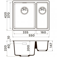 Мойка кухонная Omoikiri Kata 55-2-U-GR