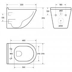 Унитаз подвесной BelBagno Senso-tor BB017CH-TOR+BB870SC безободковый торнадо