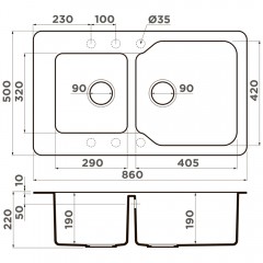 Мойка кухонная Omoikiri Maru 86-2-DC