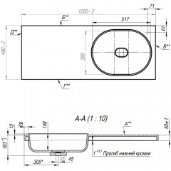 Раковина Teymi Bruks 120x48 R T50605