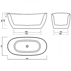 Ванна акриловая Teymi Lori 160x75 T30501