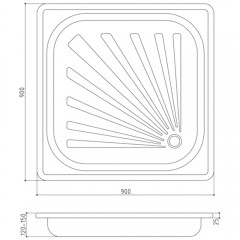 Поддон стальной Teymi Helmi 90x90 F01439