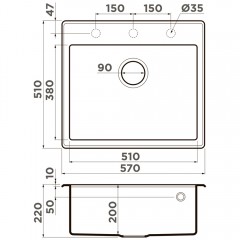 Мойка кухонная Omoikiri Tedori 57-BL