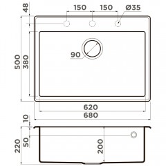 Мойка кухонная Omoikiri Tedori 68-SA