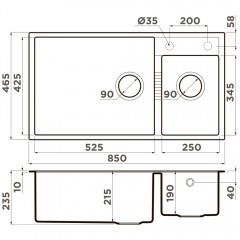 Мойка кухонная Omoikiri Tedori 85-2-U-GR