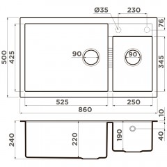 Мойка кухонная Omoikiri Tedori 86-2-LB-BE