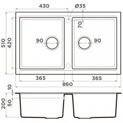 Мойка кухонная Omoikiri Tedori 86-2-DC