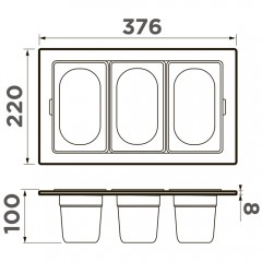 Контейнер Omoikiri DC-04-3-GB